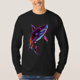 Lebendiger Neon-Hai Moderne digitale Ozeane T-Shirt
