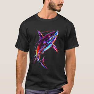 Lebendiger Neon-Hai Moderne digitale Ozeane T-Shirt