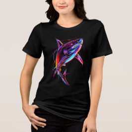 Lebendiger Neon-Hai Moderne digitale Ozeane Tri-Blend Shirt