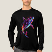 Lebendiger Neon-Hai Moderne digitale Ozeane Tri-Blend Shirt (Vorderseite)