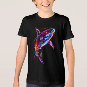 Lebendiger Neon-Hai Moderne digitale Ozeane Tri-Blend Shirt