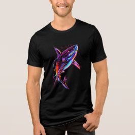 Lebendiger Neon-Hai Moderne digitale Ozeane Tri-Blend Shirt
