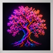 Lebendiger Neon-Kirschblütenbaum mit elektrischer Poster (Vorne)