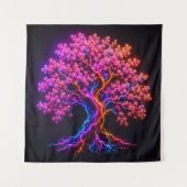Lebendiger Neon-Kirschblütenbaum mit elektrischer Wandteppich (Vorderseite)