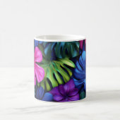 Lebendiger neon-tropischer Monstera-Blätter-Hinter Kaffeetasse (Mittel)