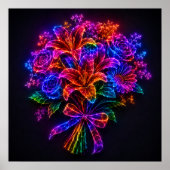 Lebendiger neonfarbener Regenbogen-Blumenstrauß an Poster (Vorne)