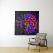 Lebendiger neonfarbener Regenbogen-Blumenstrauß an Wandteppich (Beispiel (Horizontal))