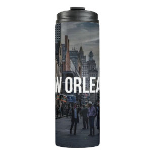 Lebendiger New Orleans Straßen Szenen Kunst Druck Thermosbecher