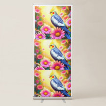 Lebendiger Nymphensittich in einem floralen Paradi