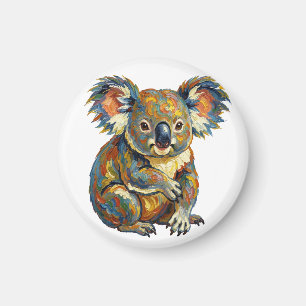 Lebendiger Ölmalstil Bunter Impasto Koala Magnet