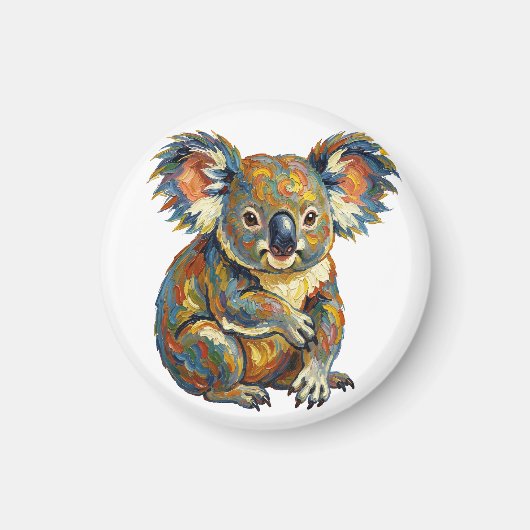Lebendiger Ölmalstil Bunter Impasto Koala Magnet (Vorne)