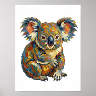 Lebendiger Ölmalstil Bunter Impasto Koala Poster