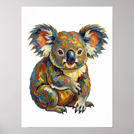 Lebendiger Ölmalstil Bunter Impasto Koala Poster (Vorne)