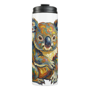 Lebendiger Ölmalstil Bunter Impasto Koala Thermosbecher