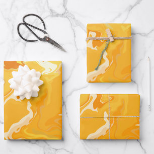Lebendiger Oranger Abstraktfluss  Geschenkpapier Set