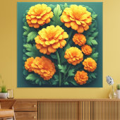Lebendiger Oranger Tagetesstrauß Leinwanddruck (Insitu (Wohnzimmer))