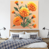 Lebendiger Oranger Tagetesstrauß Leinwanddruck (Insitu (Schlafzimmer))