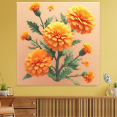 Lebendiger Oranger Tagetesstrauß Leinwanddruck (Insitu (Wohnzimmer))
