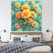 Lebendiger Oranger Tagetesstrauß Leinwanddruck (Insitu (Schlafzimmer))