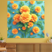 Lebendiger Oranger Tagetesstrauß Leinwanddruck (Insitu (Wohnzimmer))