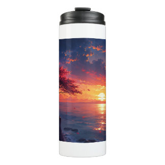 Lebendiger Ozean-Sonnenuntergang-Reisebecher | Far Thermosbecher