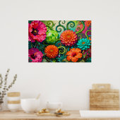 Lebendiger Papierblumenstrauß - Farbige Kunst  Poster (Küche)
