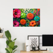 Lebendiger Papierblumenstrauß - Farbige Kunst  Poster (Heimbüro)