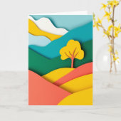 Lebendiger Papierschnitt-Bergbaum Karte (Gelbe Blume)