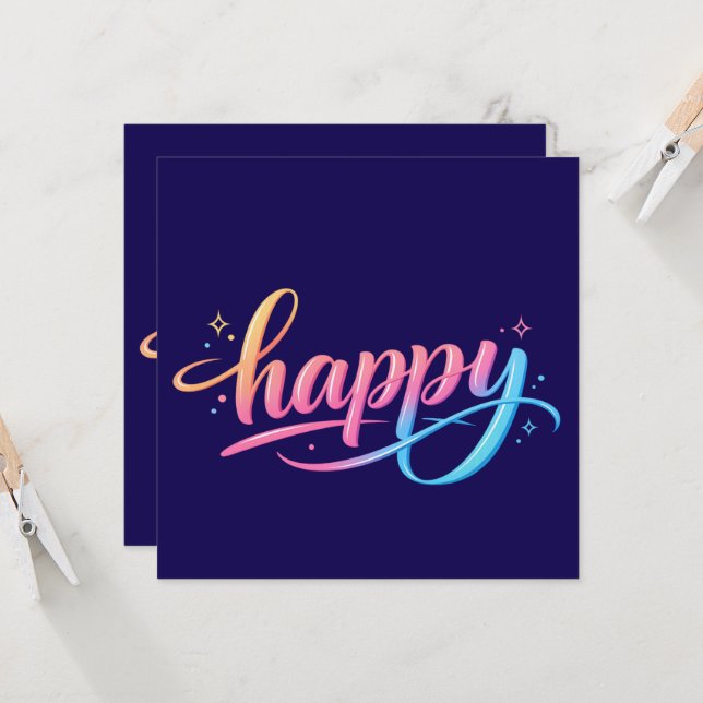 Lebendiger Pastell-Gradient HAPPY-Typografie - Mod (Vorderseite/Rückseite Beispiel)
