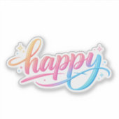 Lebendiger Pastell-Gradient HAPPY-Typografie - Mod Aufkleber (Vorderseite)