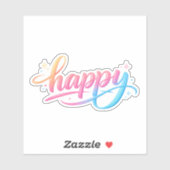 Lebendiger Pastell-Gradient HAPPY-Typografie - Mod Aufkleber (Blatt)