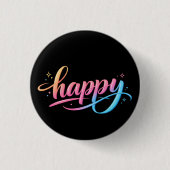 Lebendiger Pastell-Gradient HAPPY-Typografie - Mod Button (Vorderseite)