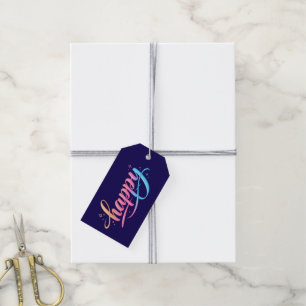 Lebendiger Pastell-Gradient HAPPY-Typografie - Mod Geschenkanhänger