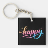 Lebendiger Pastell-Gradient HAPPY-Typografie - Mod Schlüsselanhänger (Vorderseite)
