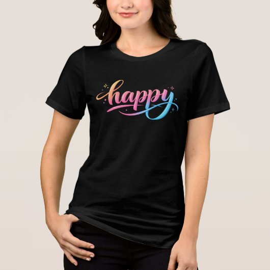 Lebendiger Pastell-Gradient HAPPY-Typografie - Mod Tri-Blend Shirt (Vorderseite)