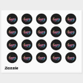 Lebendiger Pastellgradient HAPPY-Typografie - Mode Runder Aufkleber (Blatt)