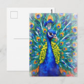 Lebendiger Pfau Postkarte (Vorne/Hinten)
