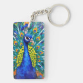 Lebendiger Pfau Schlüsselanhänger (Rückseite)