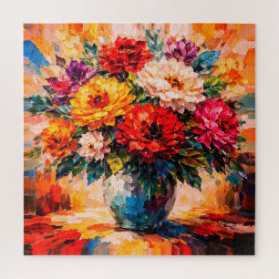 Lebendiger Pfingstrosenstrauß in Vasen-Impasto Puzzle