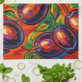 Lebendiger Pflaumen-Fauvist Geschirrtuch (Gefaltet)