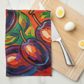 Lebendiger Pflaumen-Fauvist Geschirrtuch (Viertel Falte)