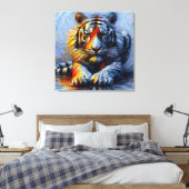 Lebendiger Pinselstrich - Liegender Tiger Leinwanddruck (Insitu (Schlafzimmer))