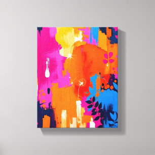 Lebendiger Pop-Art-Blumen-Abstrakt Leinwanddruck