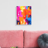 Lebendiger Pop-Art-Blumen-Abstrakt Leinwanddruck (Insitu (Wohnzimmer))