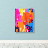 Lebendiger Pop-Art-Blumen-Abstrakt Leinwanddruck (Insitu (Holzboden))