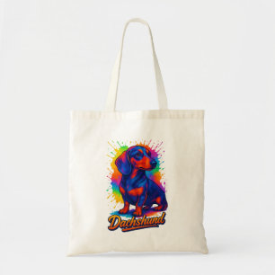 Lebendiger Pop-Art-Dachshund – Farbiger Neons Hund Tragetasche