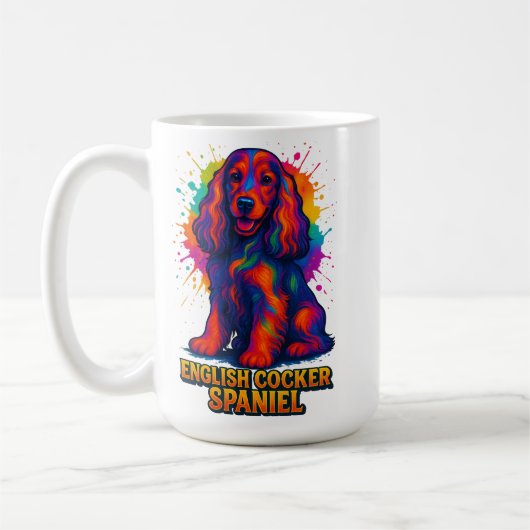 Lebendiger Pop-Art-Englischer Cocker Spaniel Kaffeetasse (Links)