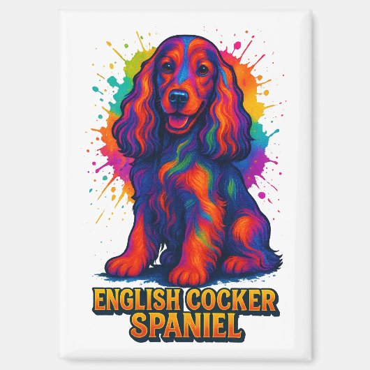 Lebendiger Pop-Art-Englischer Cocker Spaniel Magnet (Vorderseite)