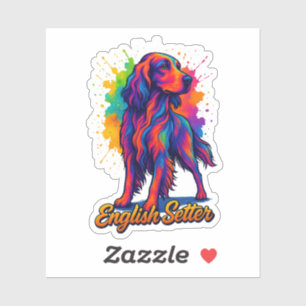 Lebendiger Pop-Art-Englischer-Setter-Hund Aufkleber