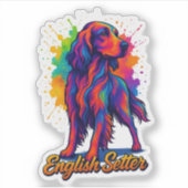 Lebendiger Pop-Art-Englischer-Setter-Hund Aufkleber (Vorderseite)
